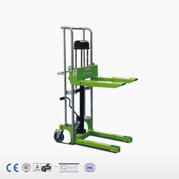 Capacity 200-400kg Semi-Electric Platform Stacker with Adjustable Fork